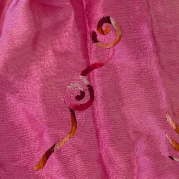 RARE Child Shanghai Embroidered Robe Cape Vintage Satin Dragon Fur Trim Pink - Picture 4 of 16